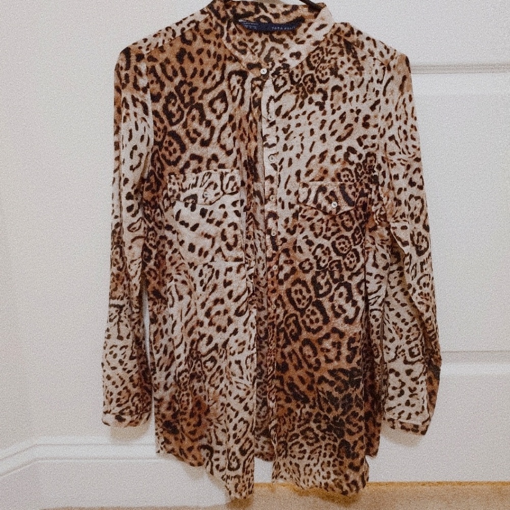 {used} zara basic animal print blouse